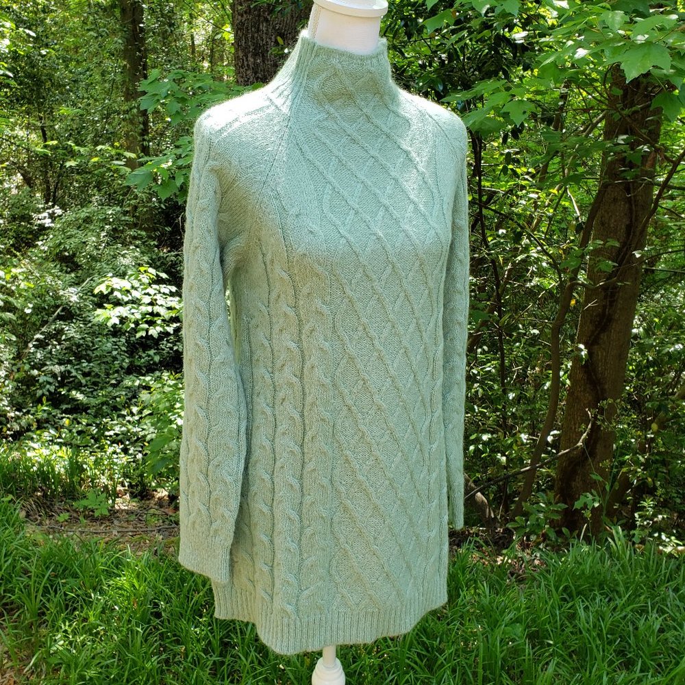 OTTOD'AME Turtleneck Long Sweater in Light Green Size Small US 6 NWT - Picture 2 of 11
